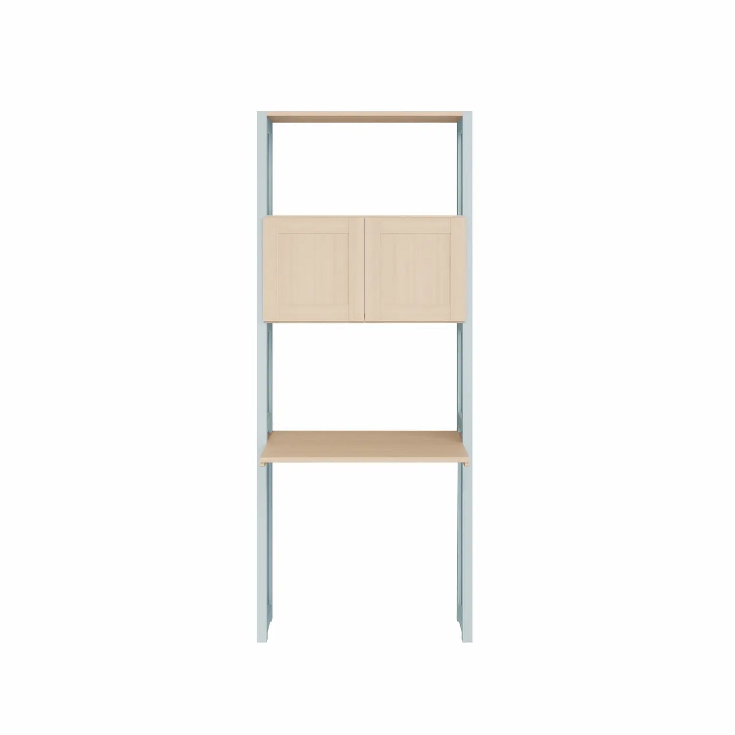 Kompakter Büroschrank mit Türen | Lundia Original | Nebelgrau & farblos lackiertes Holz