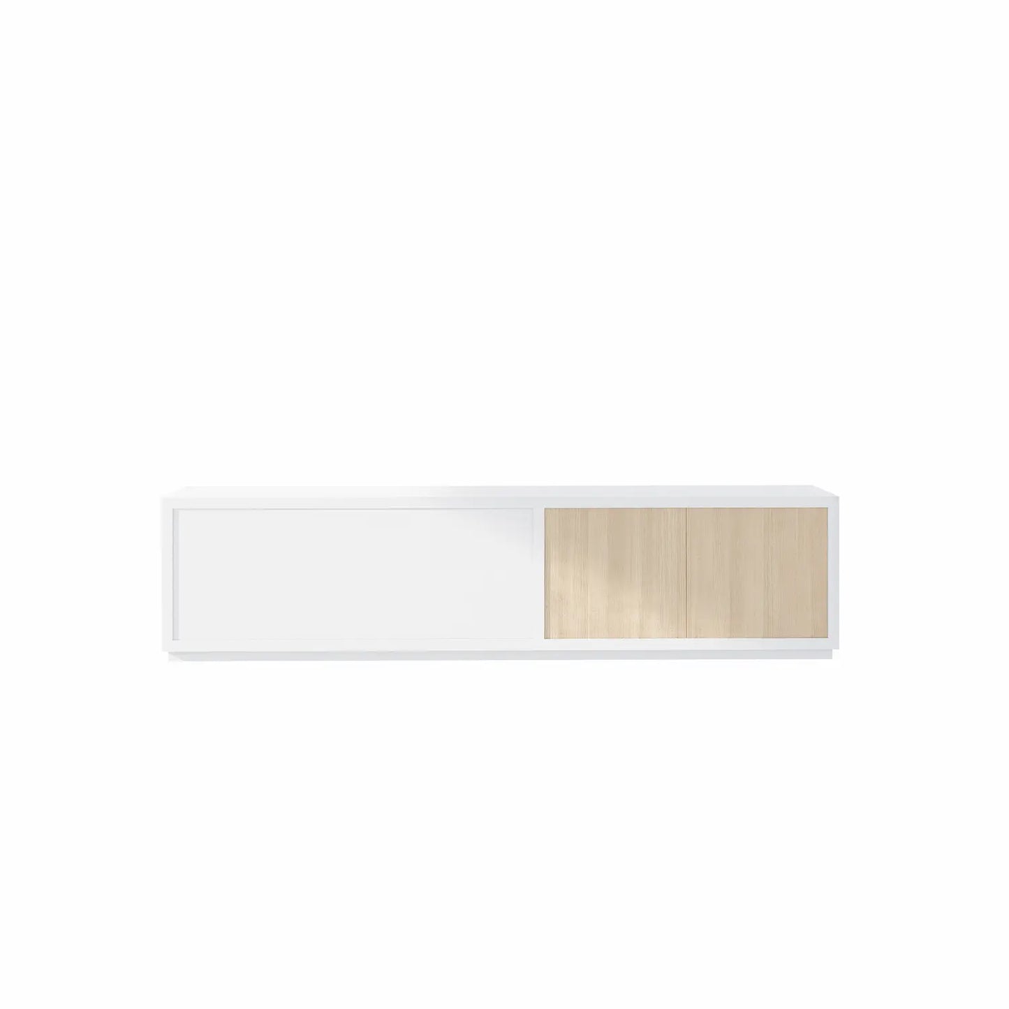 Lowboard met klep en deuren | Certo | Strong white & Naturel hout