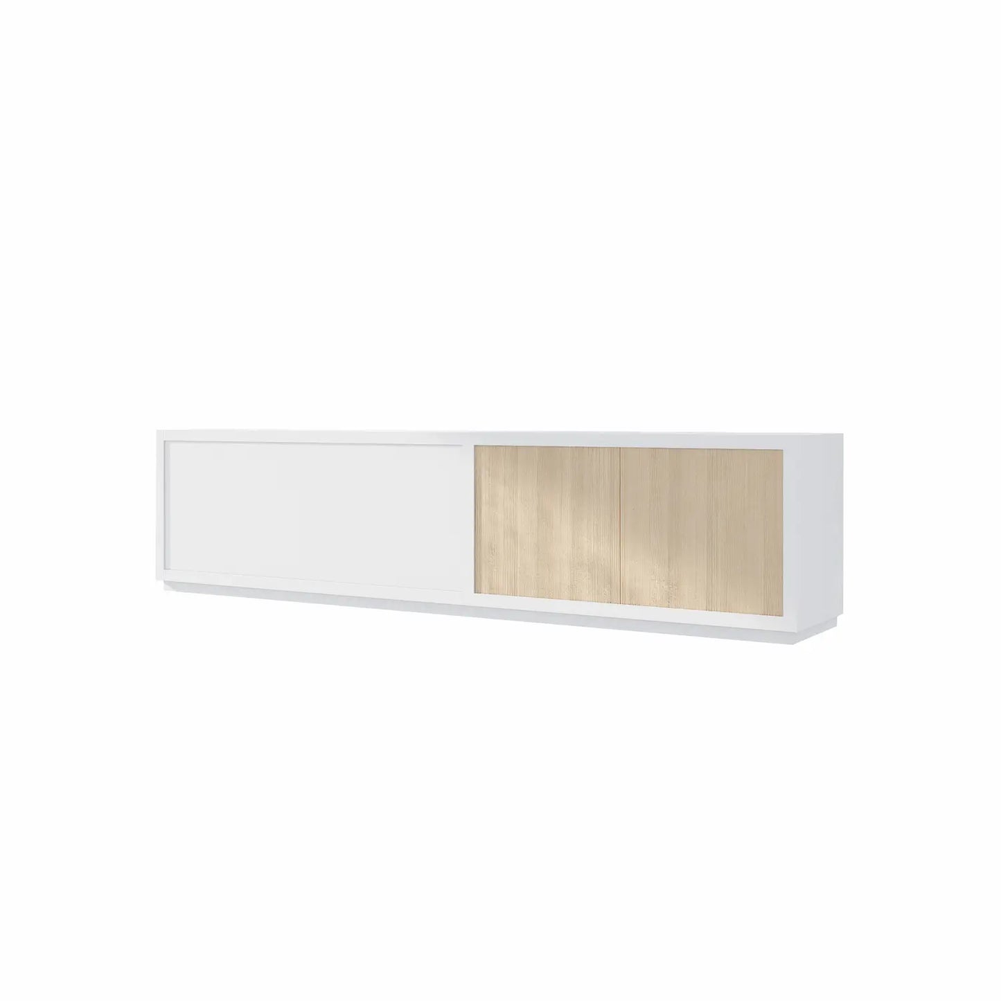 Lowboard met klep en deuren | Certo | Strong white & Naturel hout