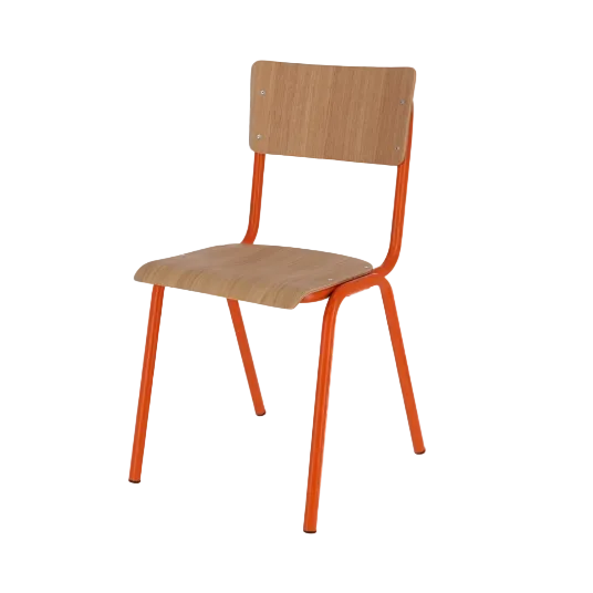 Zero stoel | Jan Kurtz | Lundia Living | Oranje frame met houten zitting