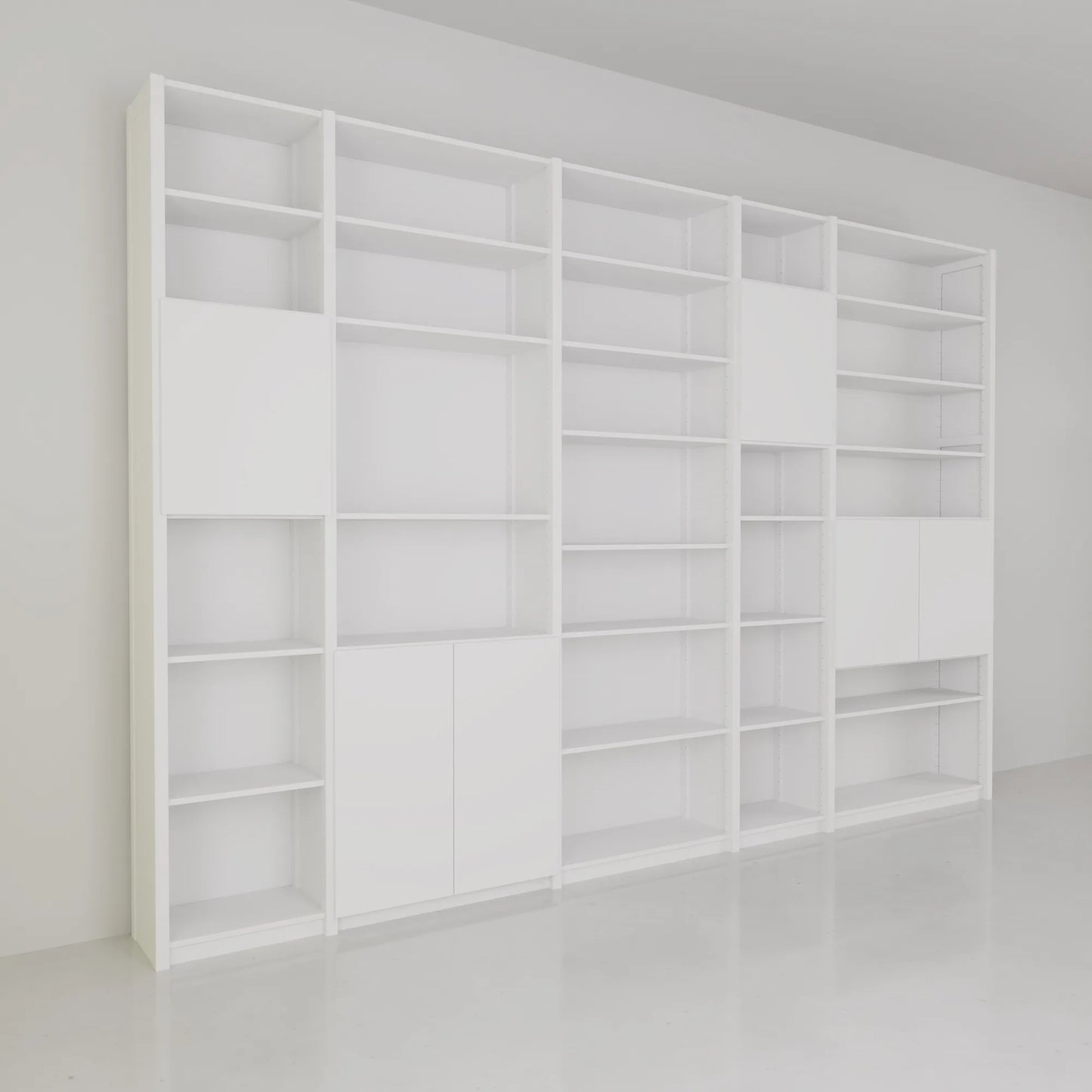 Boeken wandkast met deuren | Lundia Original | Wit hout