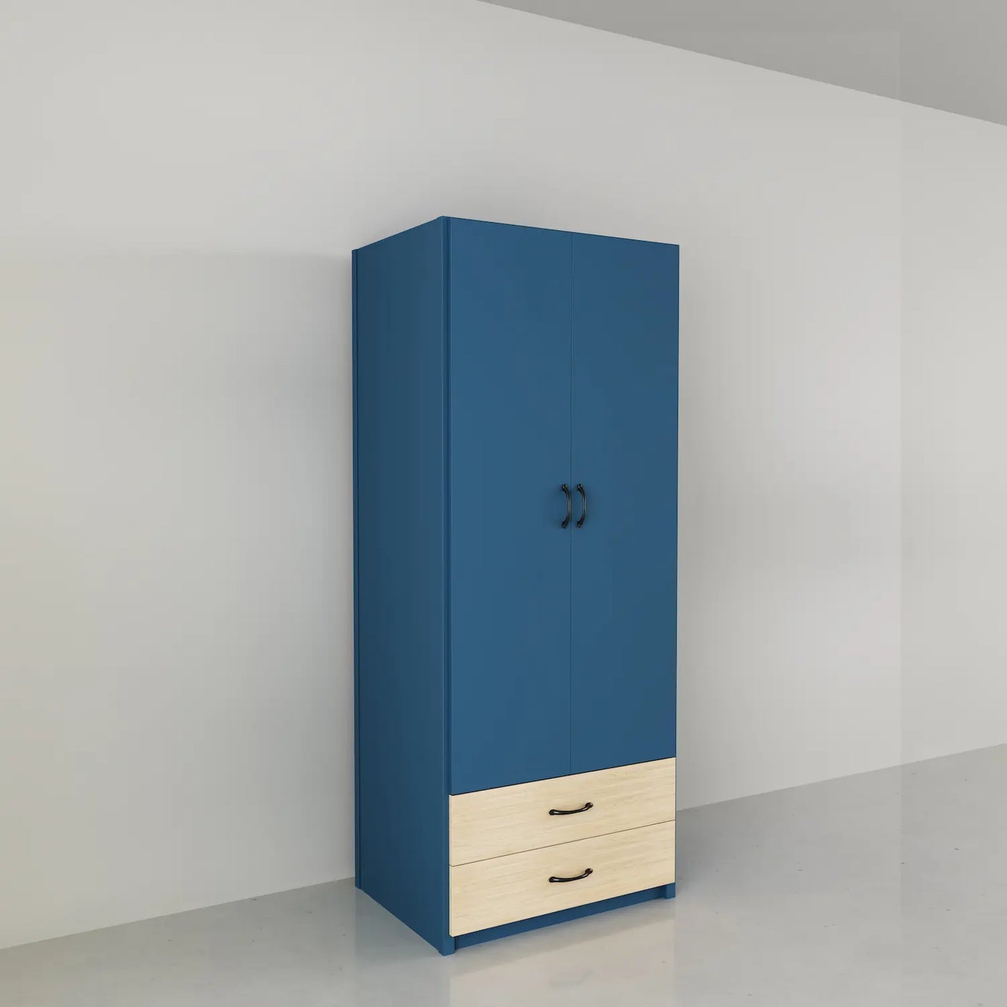 Garderobe kast met deuren & laden | Lundia Original | Haagsblauw & blank gelakt hout