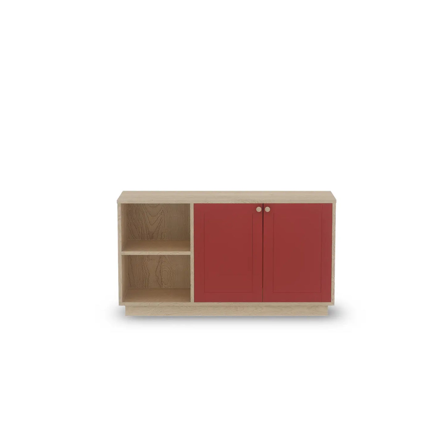 Mittelgroßes Sideboard aus Holz | Lundia Basics | Klarlack & Kirschrot