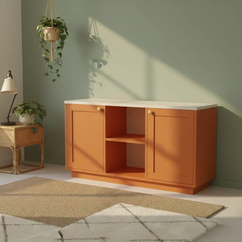 Orangefarbenes Sideboard Lundia