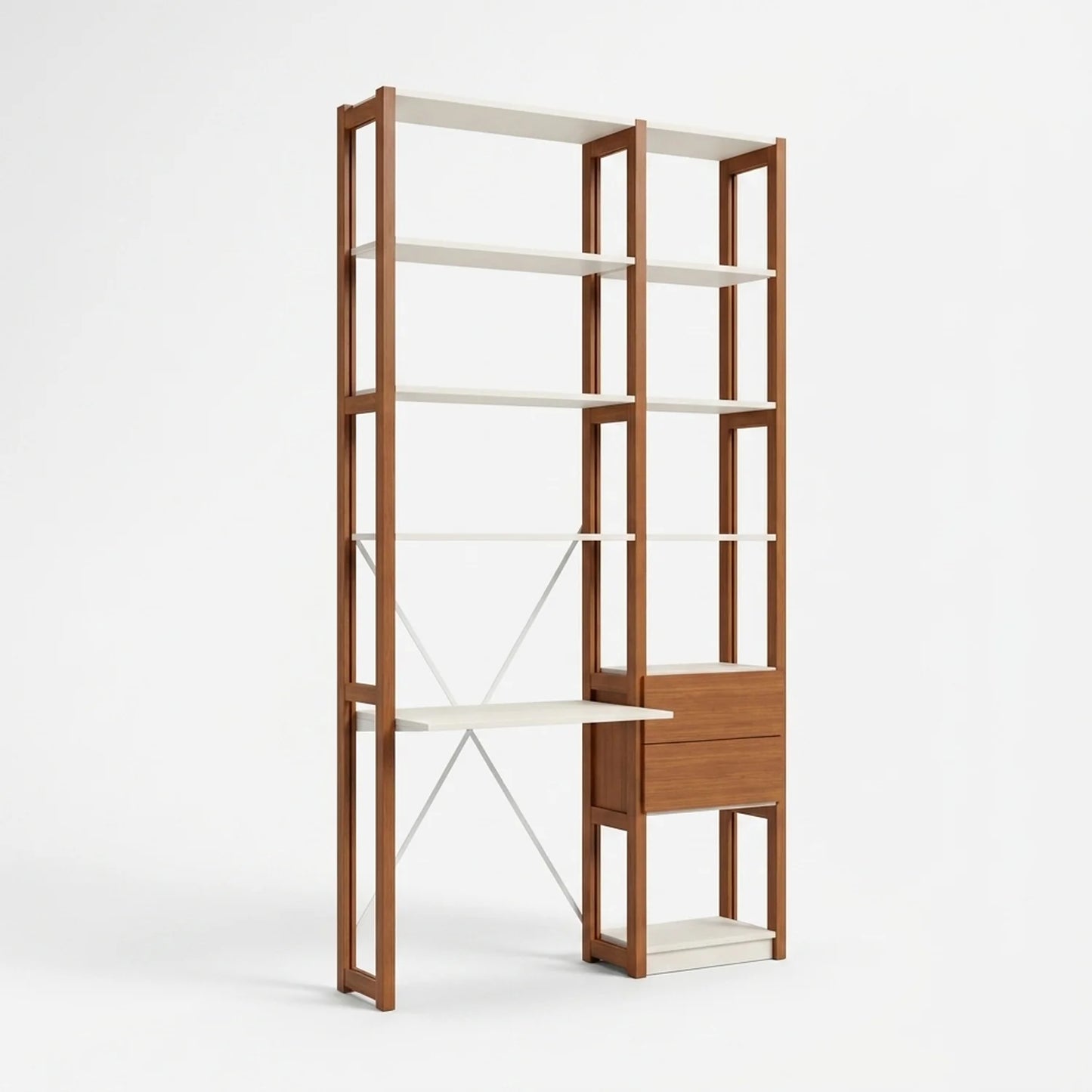 Büroschrank mit Schubladen | Lundia Original | Arrosto & weißes Holz, perspectief