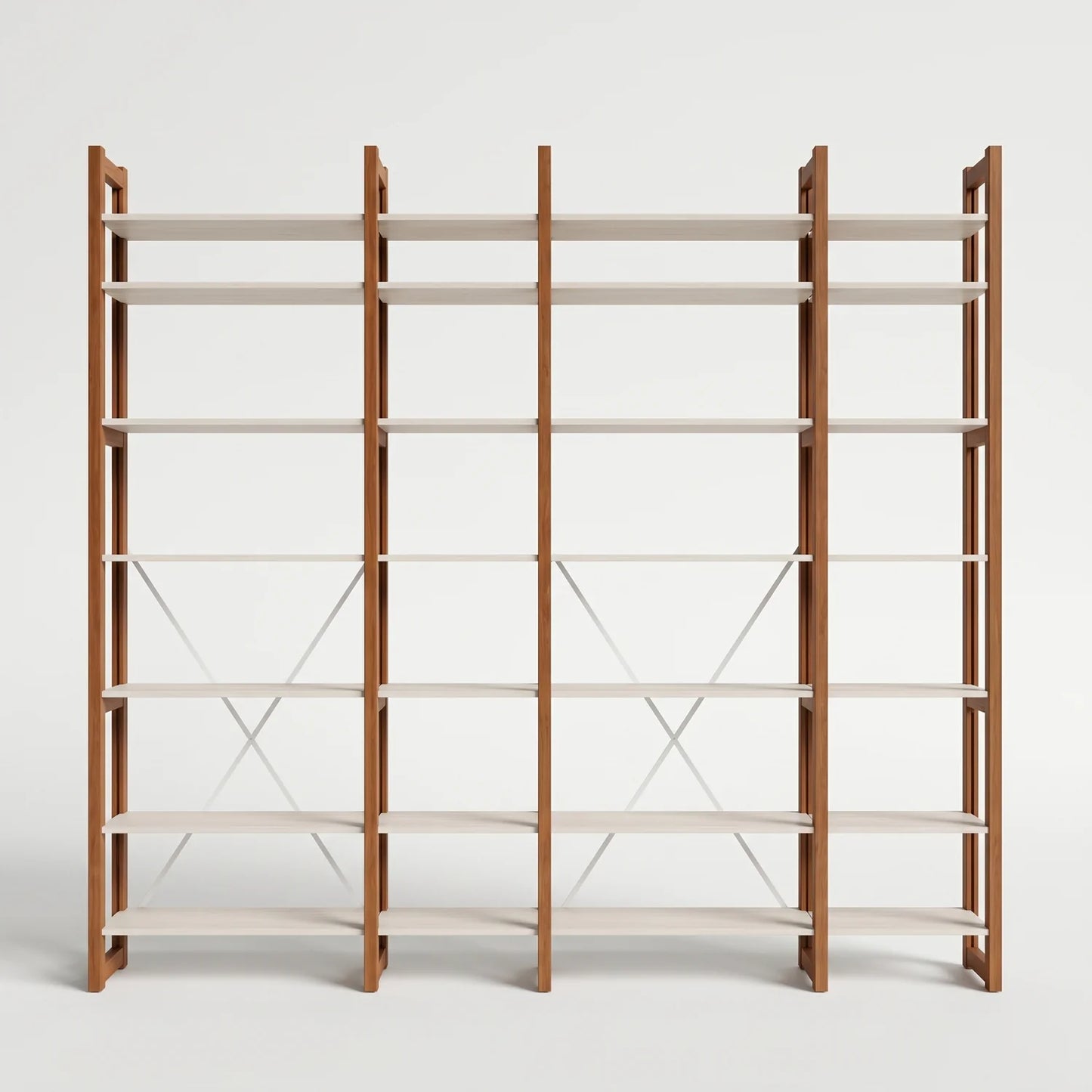Moderne houten boekenkast | Lundia Original | Arrosto & Wit hout, vooraanzicht