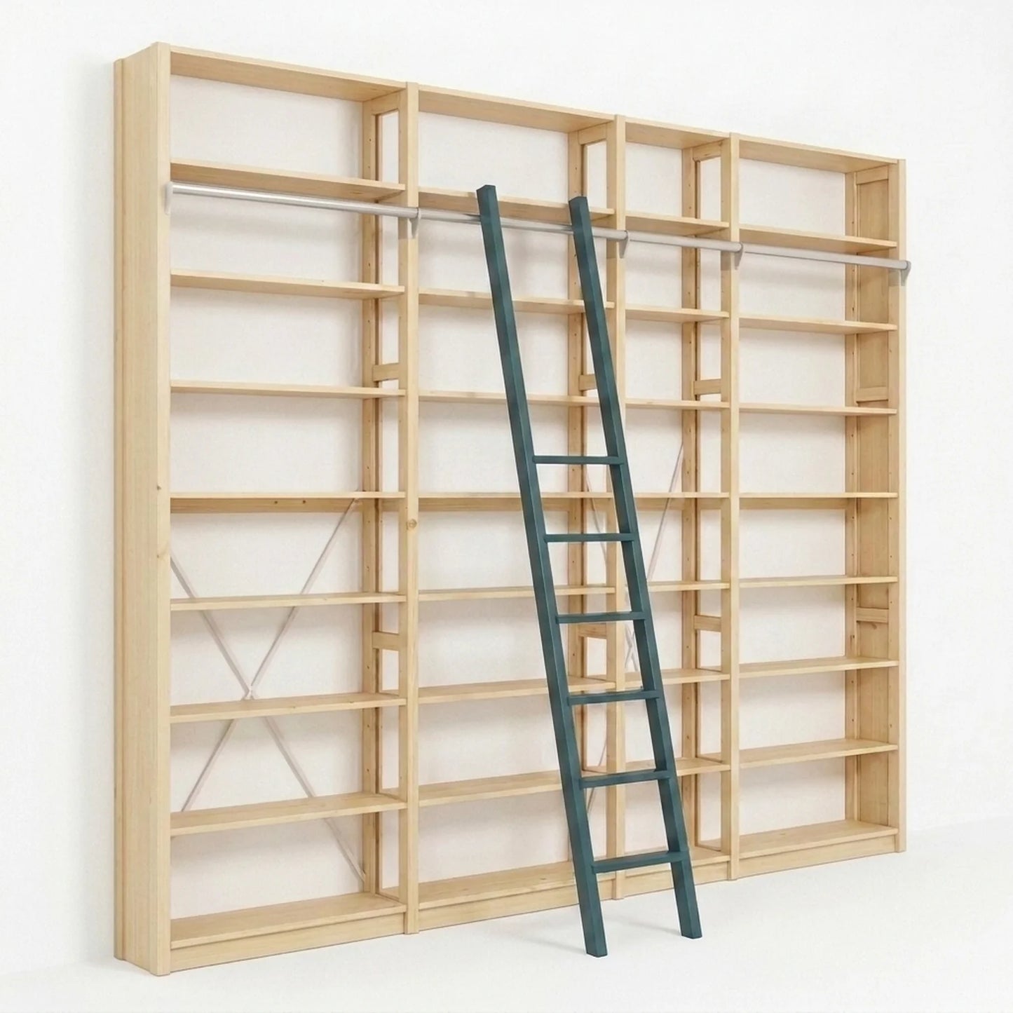 Bücherregal mit Treppe | Lundia Original | Klar lackiertes Holz, perspectief