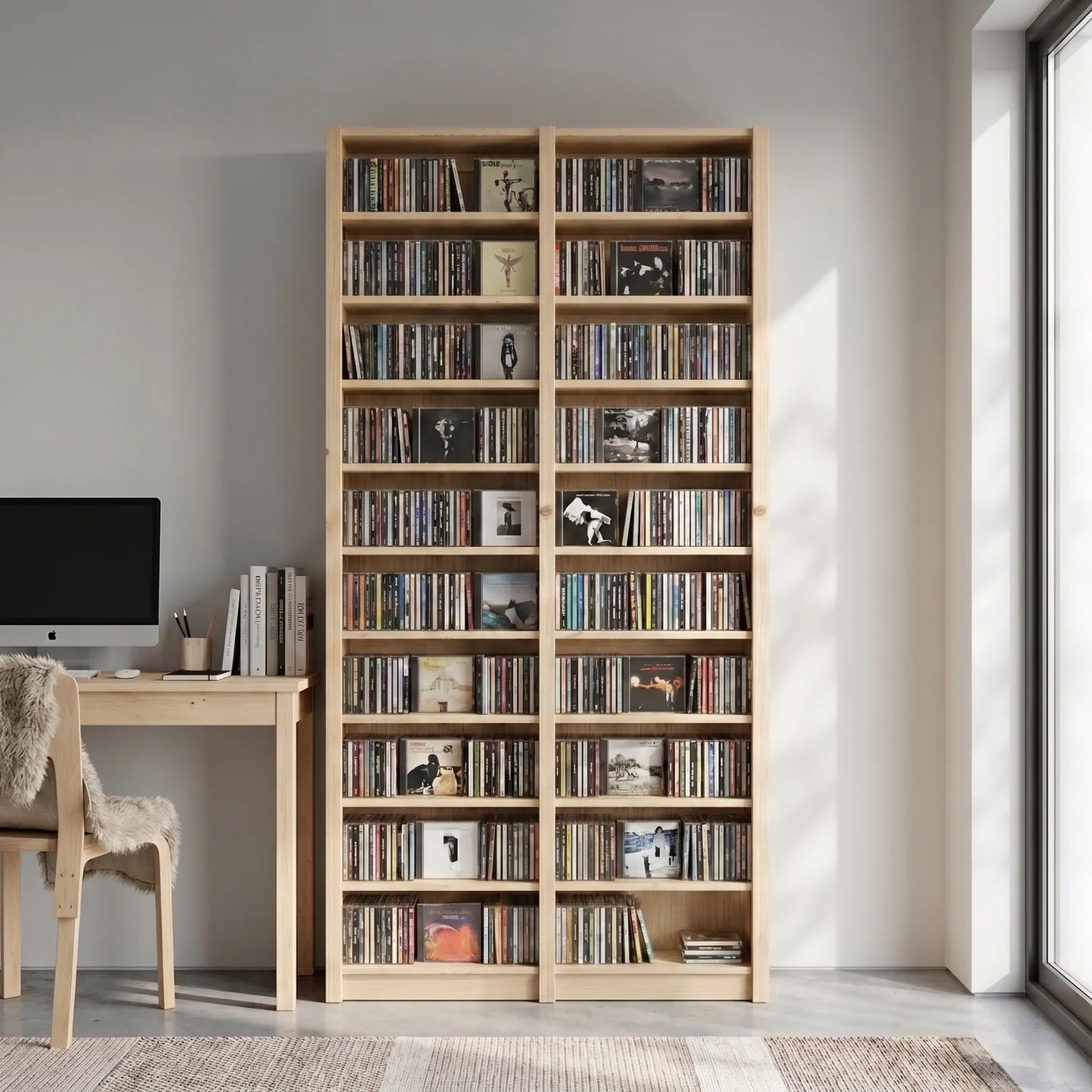 Hoher CD-/DVD-Schrank | Lundia Original | Klar lackiertes Holz, sfeerbeeld perspectief