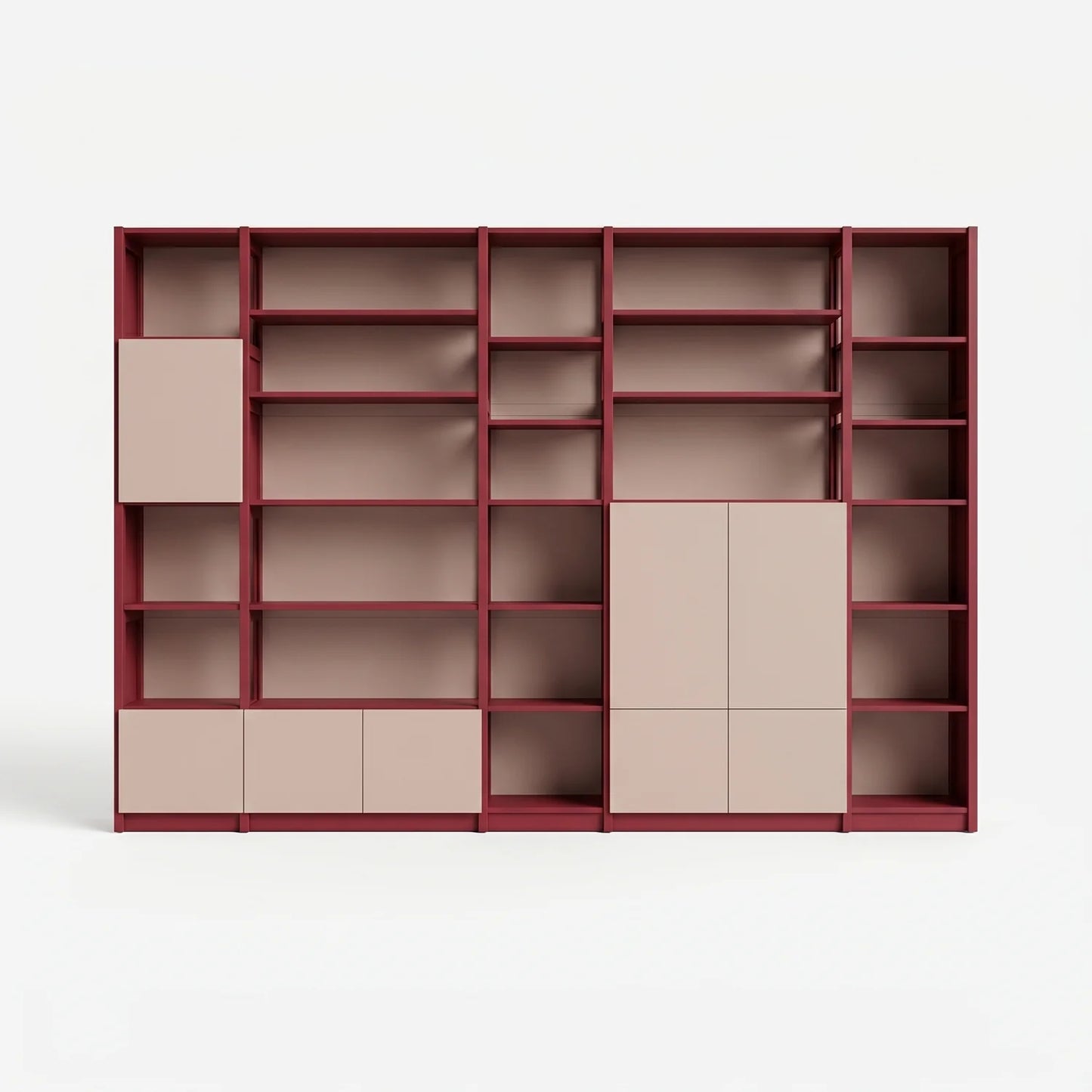 Wandschrank mit Türen | Lundia Original | Bordeauxrot & Kalk rosa, vooraanzicht