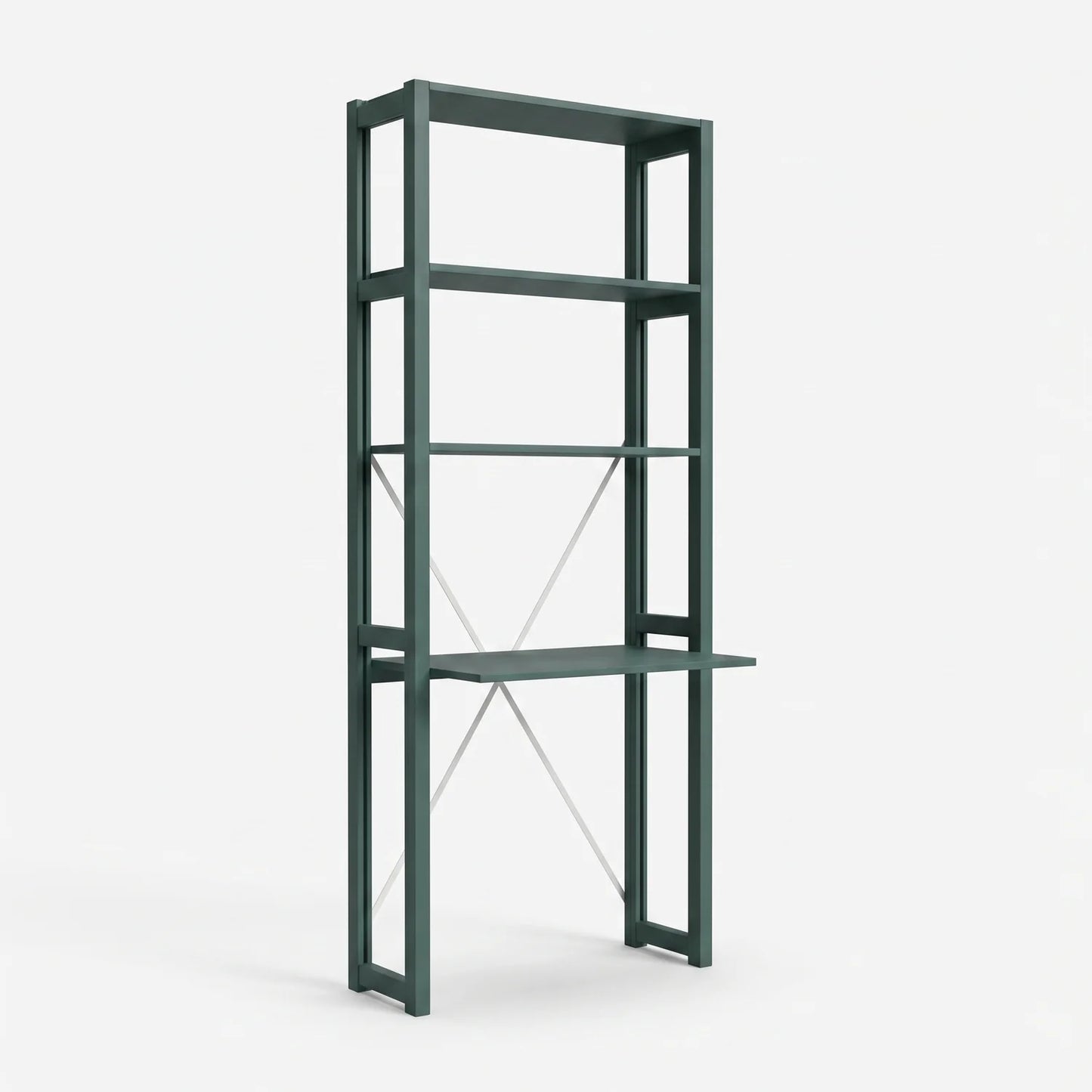 Kompakter Büroschrank | Lundia Original | Tannengrün lackiert, perspectief