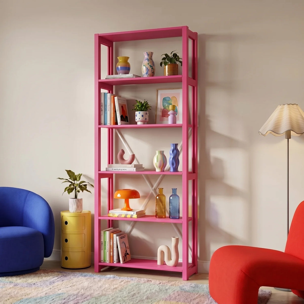 Bücherschrank | Lundia Original | Hot Pink, sfeerbeeld perspectief