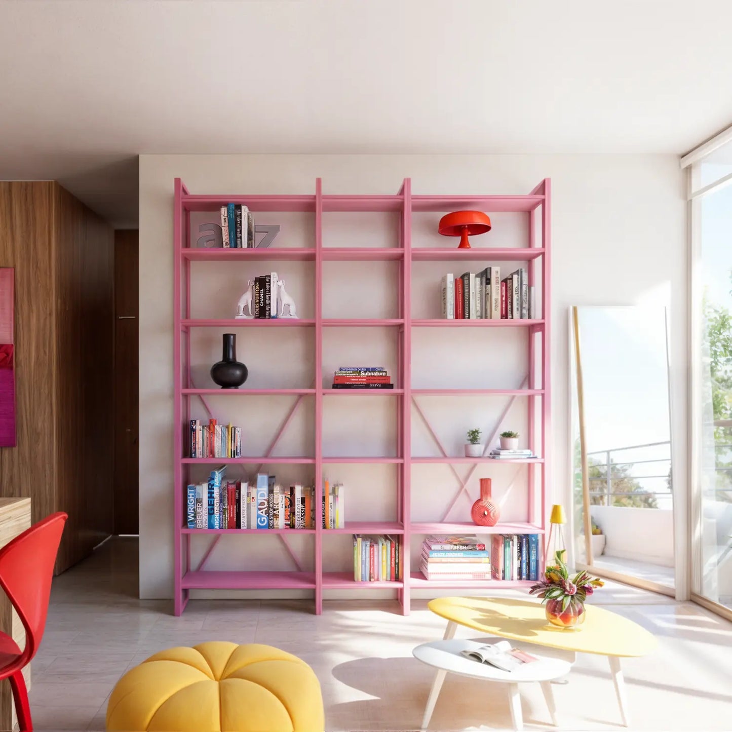 Offenes Bücherregal | Lundia Original | Hot pink, vooraanzicht zithoek