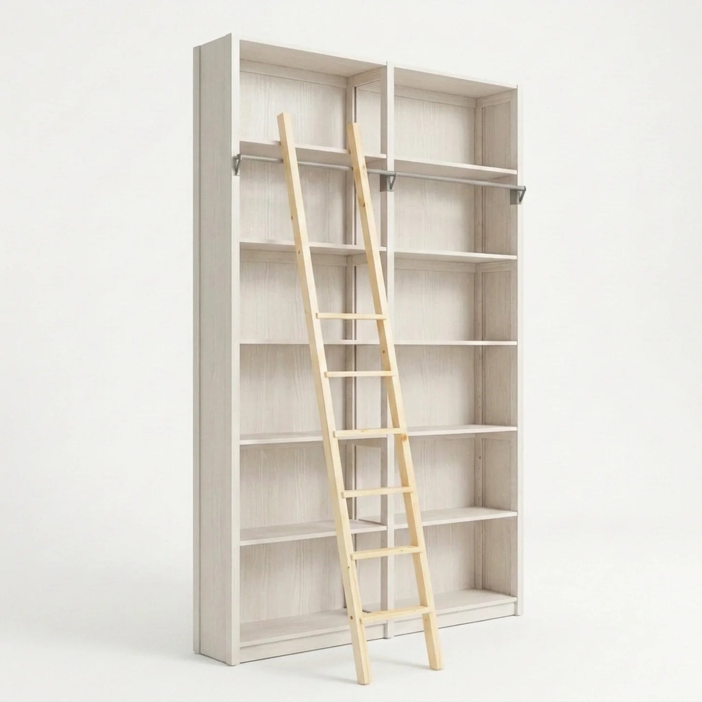 Holzbücherregal mit Leiter | Lundia Original | Latte Holz, perspectief