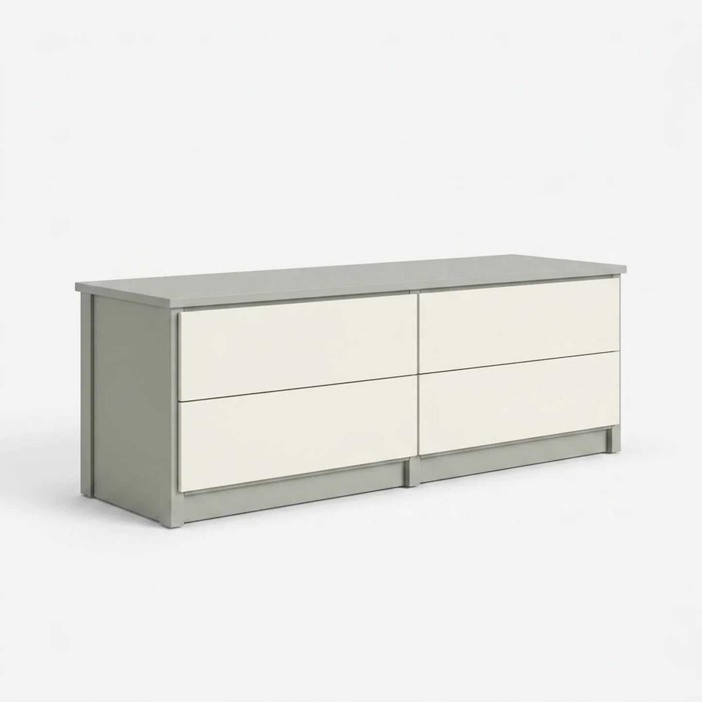 TV-Schrank mit Schubladen | Lundia Original | Nebelgraues & weißes Holz, perspectief