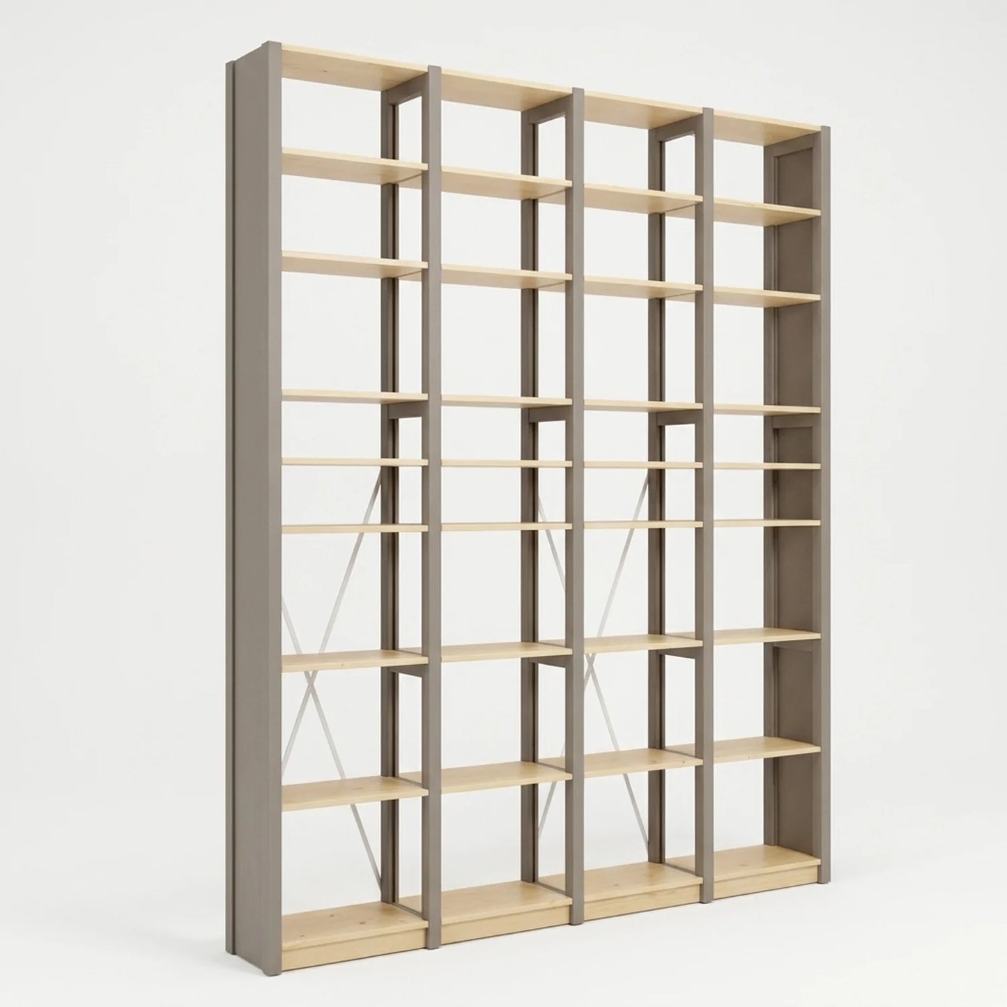 Skandinavisches Bücherregal | Lundia Original | Steingrau & farblos lackiert, perspectief