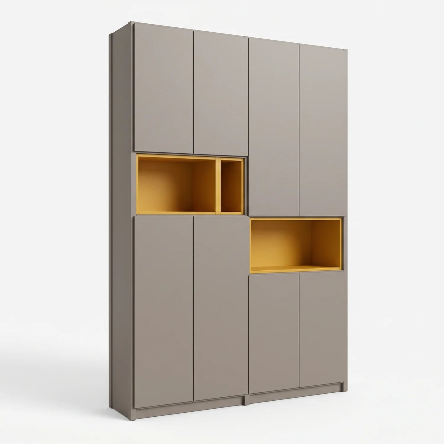 Wandschrank mit offenen Fächern | Lundia Original | Steingrau & Safrangelb Holz, perspectief