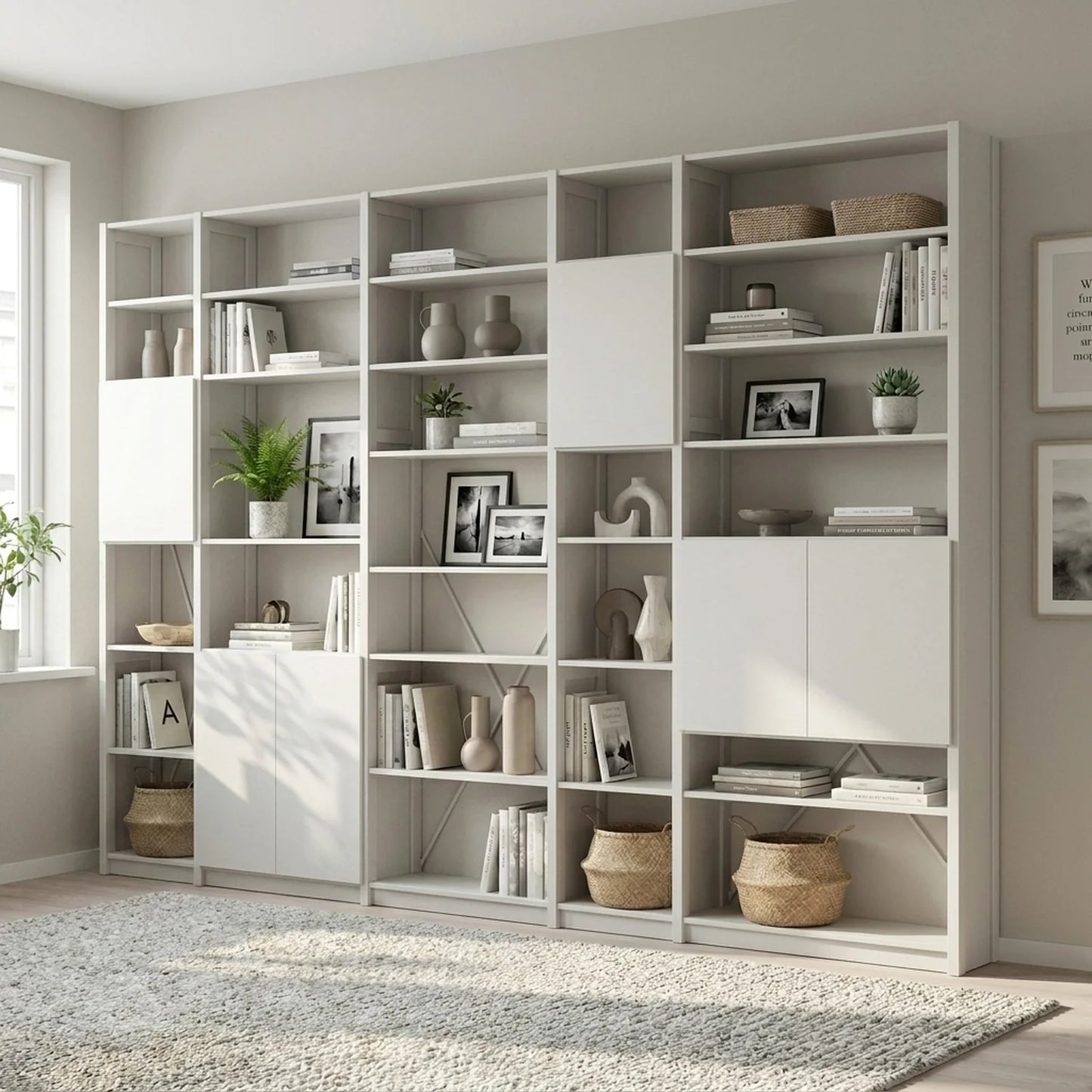 Bücherwandregal mit Türen | Lundia Original | Weißes Holz, sfeerbeeld perspectief