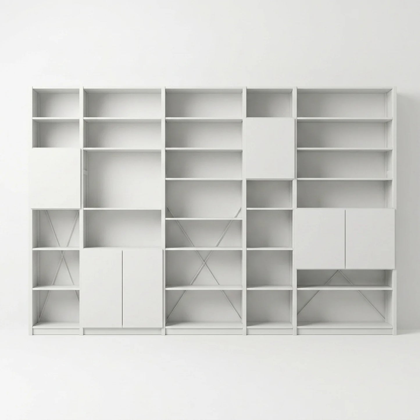 Bücherwandregal mit Türen | Lundia Original | Weißes Holz, vooraanzicht