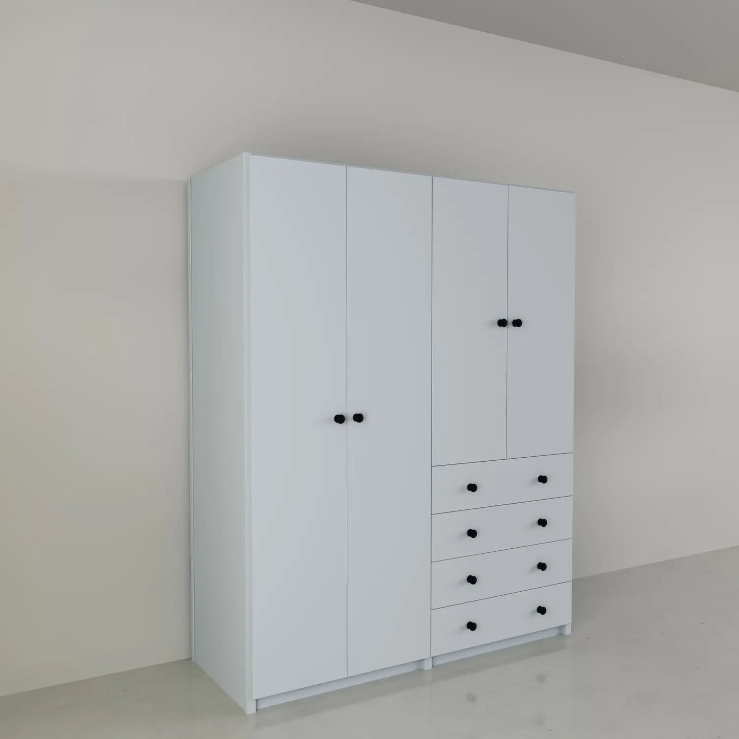 Dichte garderobekast met laden | Lundia Original | Nevelgrijs hout