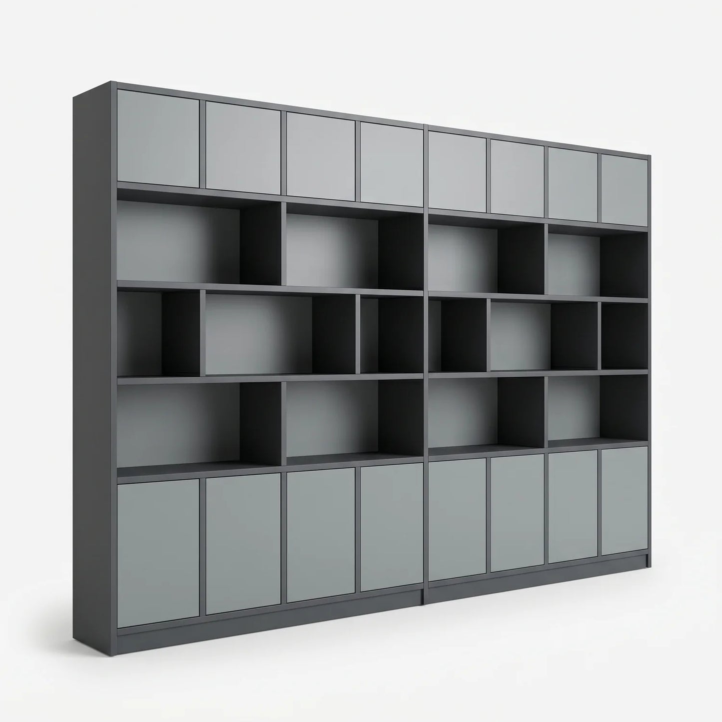Moderner Lundia Libre Wandschrank in Graphitgrau und Betongrau, perspectief