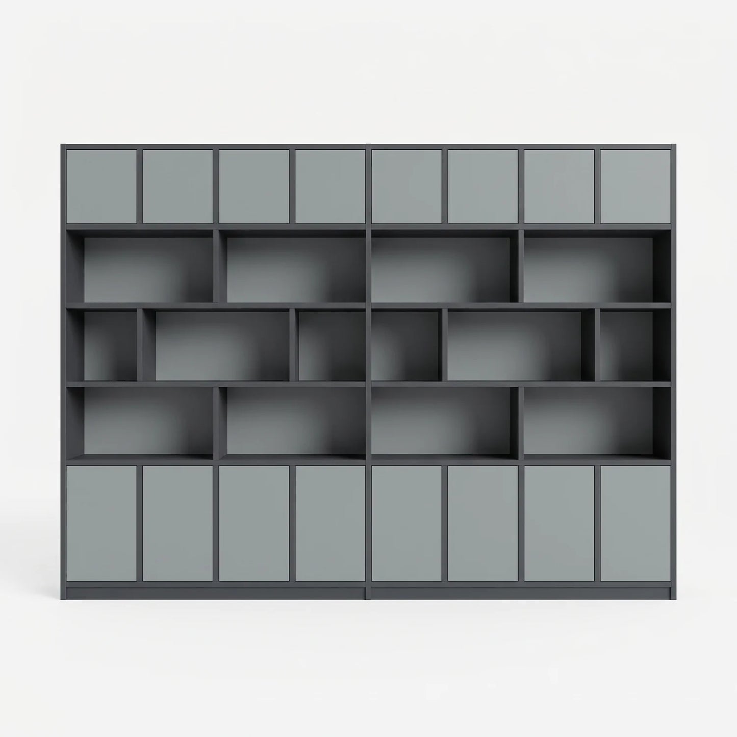 Moderner Lundia Libre Wandschrank in Graphitgrau und Betongrau, vooraanzicht