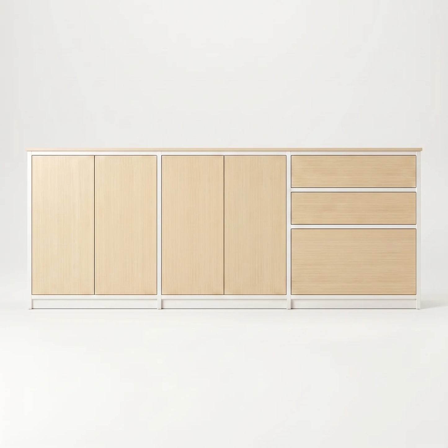 Skandinavisches Lundia Libre Sideboard in Weiß und Klar lackiert, vooraanzicht