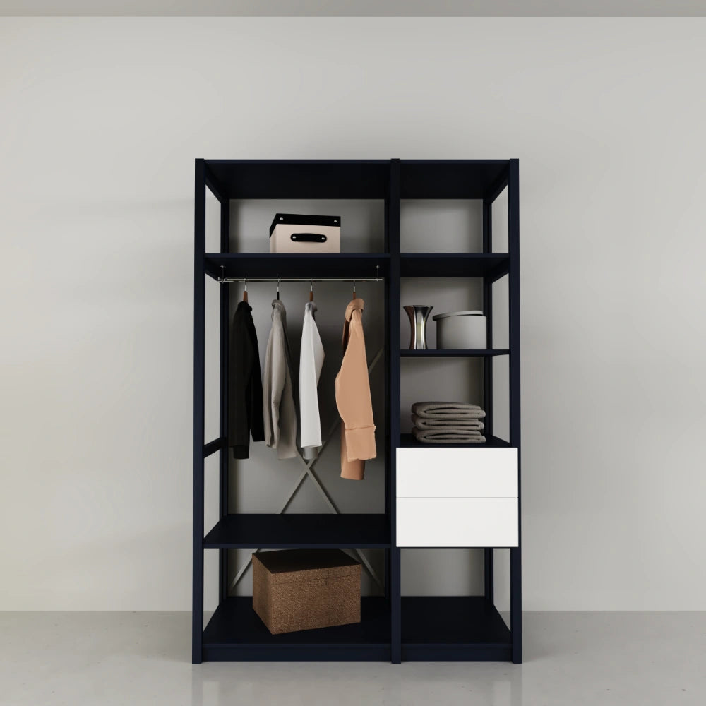 Open garderobekast met laden | Lundia Original | Graphietgrijs hout