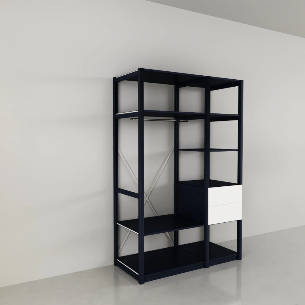 Open garderobekast met laden | Lundia Original | Graphietgrijs hout