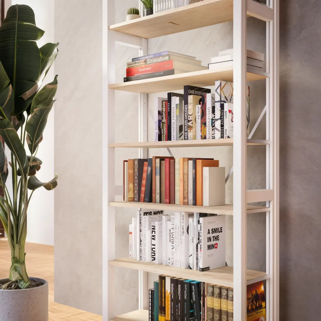 Scandinavische boekenkast | Lundia Original | Blank gelakt & wit