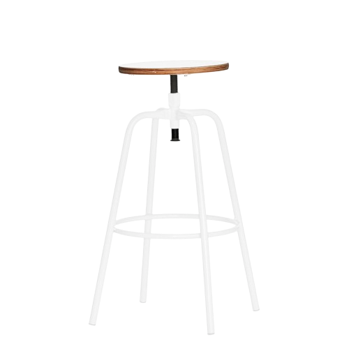 Paris kruk hoog | Jan Kurtz | Lundia Living | wit frame met houten zitting, vooraanzicht