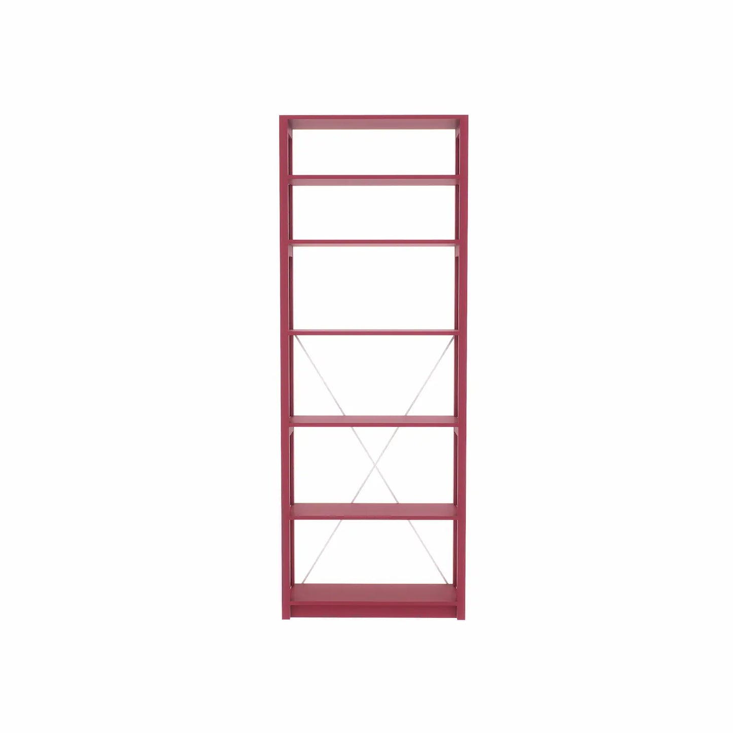 Boekenkast | Lundia Original | Bordeaux red massief hout, vooraanzicht bij Loods 5