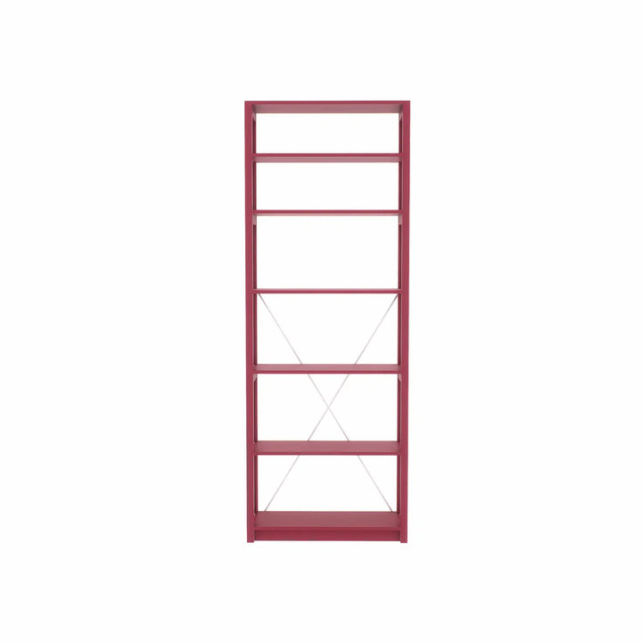 Boekenkast | Lundia Original | Bordeaux red massief hout, vooraanzicht bij Loods 5