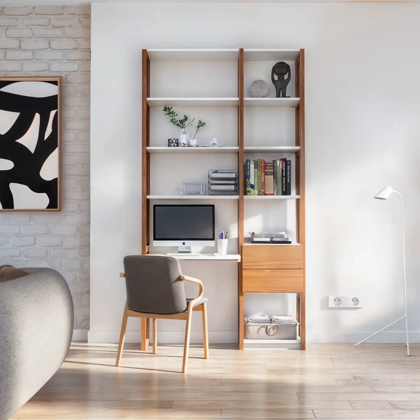 Büroschrank mit Schubladen | Lundia Original | Arrosto & weißes Holz