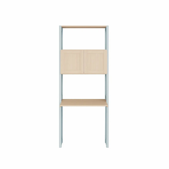 Kompakter Büroschrank mit Türen | Lundia Original | Nebelgrau & farblos lackiertes Holz