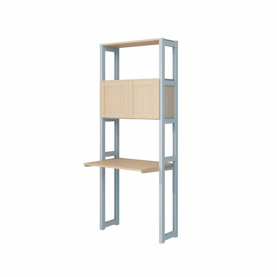 Kompakter Büroschrank mit Türen | Lundia Original | Nebelgrau & farblos lackiertes Holz