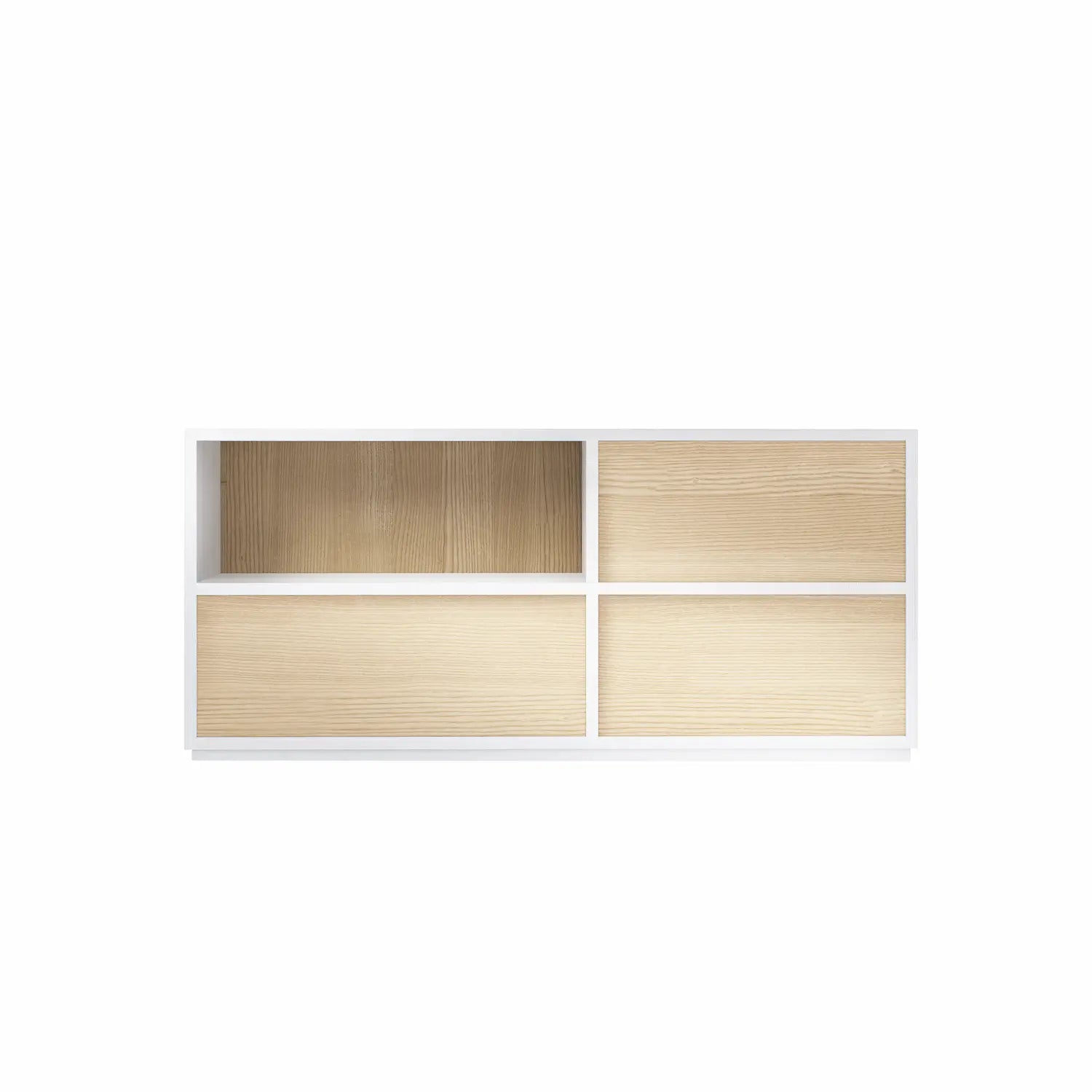 Laag dressoir met kleppen en open vak | Certo | Transparent white & Naturel hout