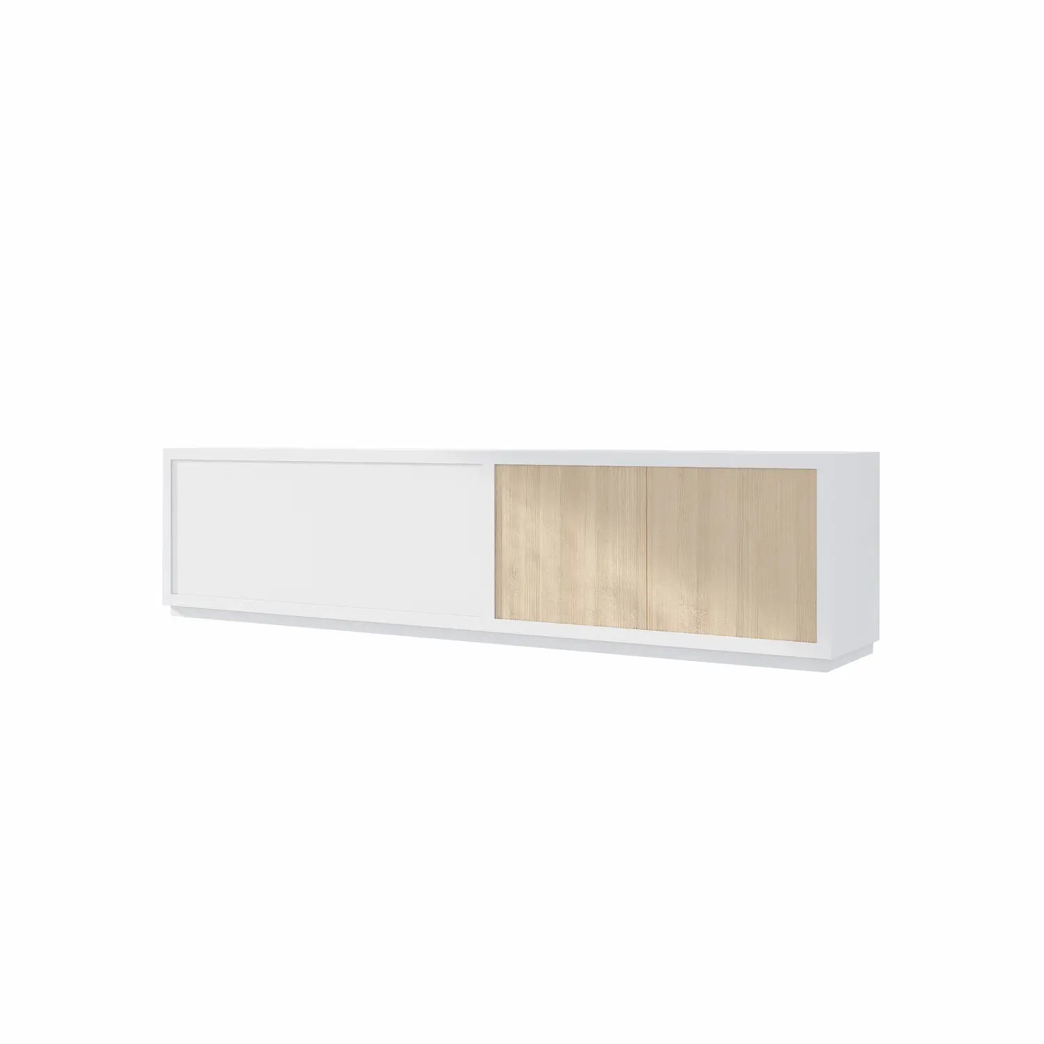 Lowboard met klep en deuren | Certo | Strong white & Naturel hout