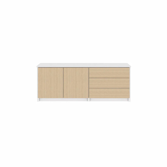 Scandinavisch Dressoir | Lundia Original | Blank gelakt & Wit massief hout, vooraanzicht bij Loods 5