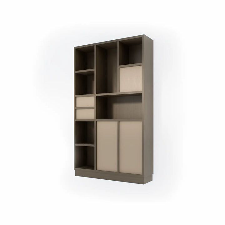 Vakkenkast met deuren en laden | Certo | Coffee & Sand grey hout