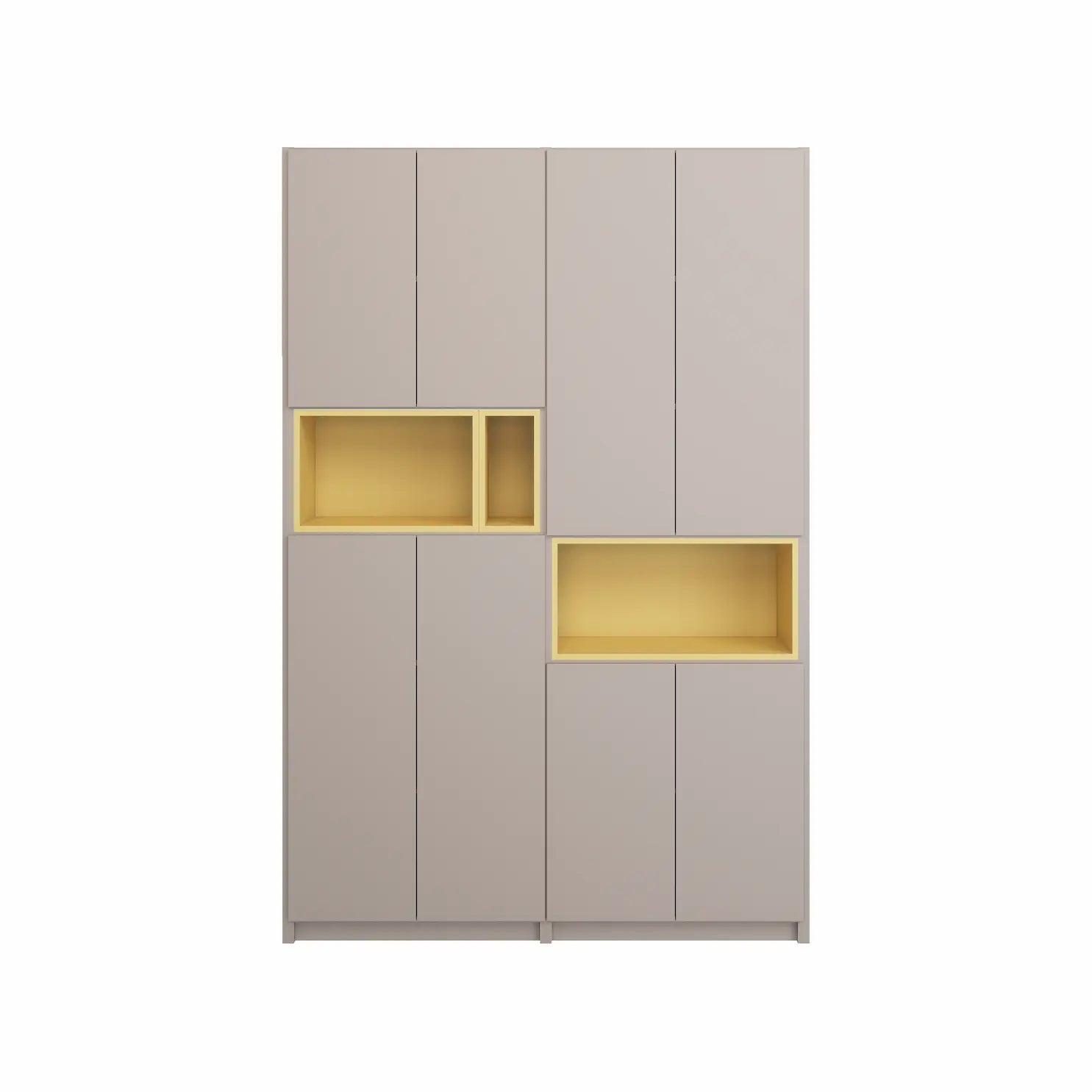 Wandkast met display vakken | Lundia Original | Steengrijs & Saffraangeel hout