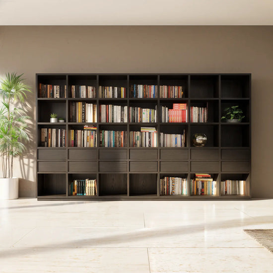 Wandkast met laden en open vakken | Certo | Wengé brown hout