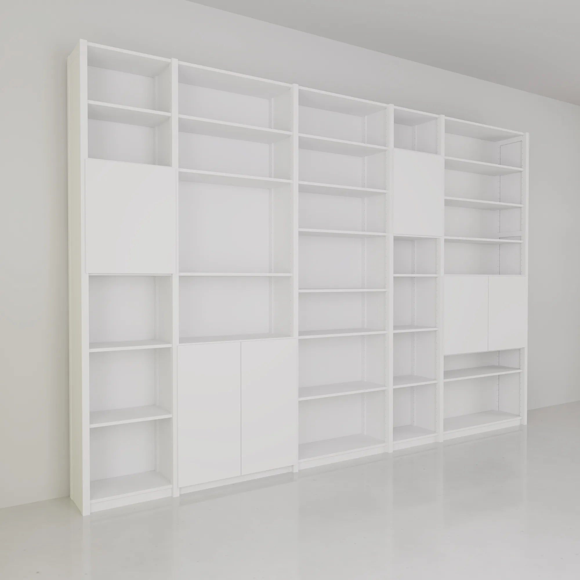 Boeken wandkast met deuren | Lundia Original | Wit hout