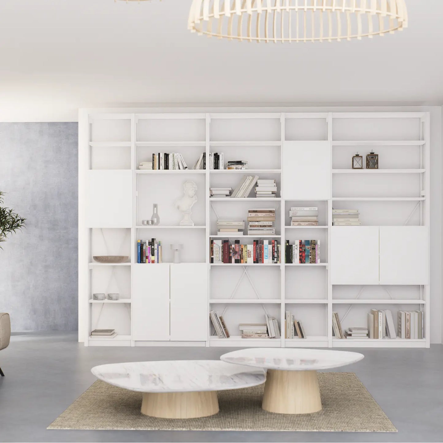 Boeken wandkast met deuren | Lundia Original | Wit hout