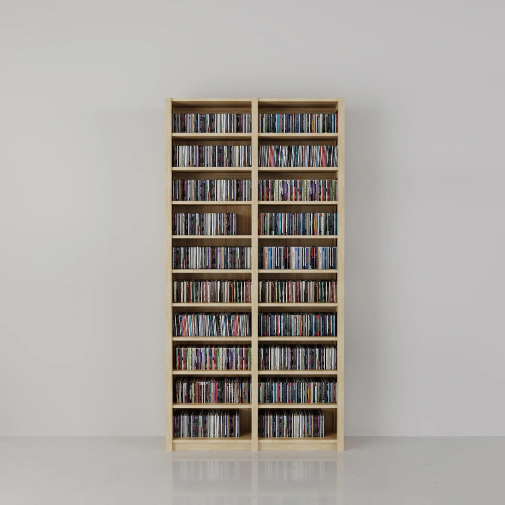 Hoge CD/DVD kast | Lundia Original | Blank gelakt hout