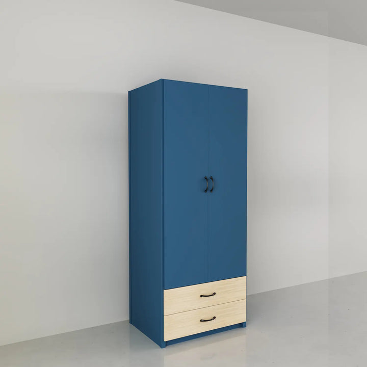 Garderobe kast met deuren & laden | Lundia Original | Haagsblauw & blank gelakt hout