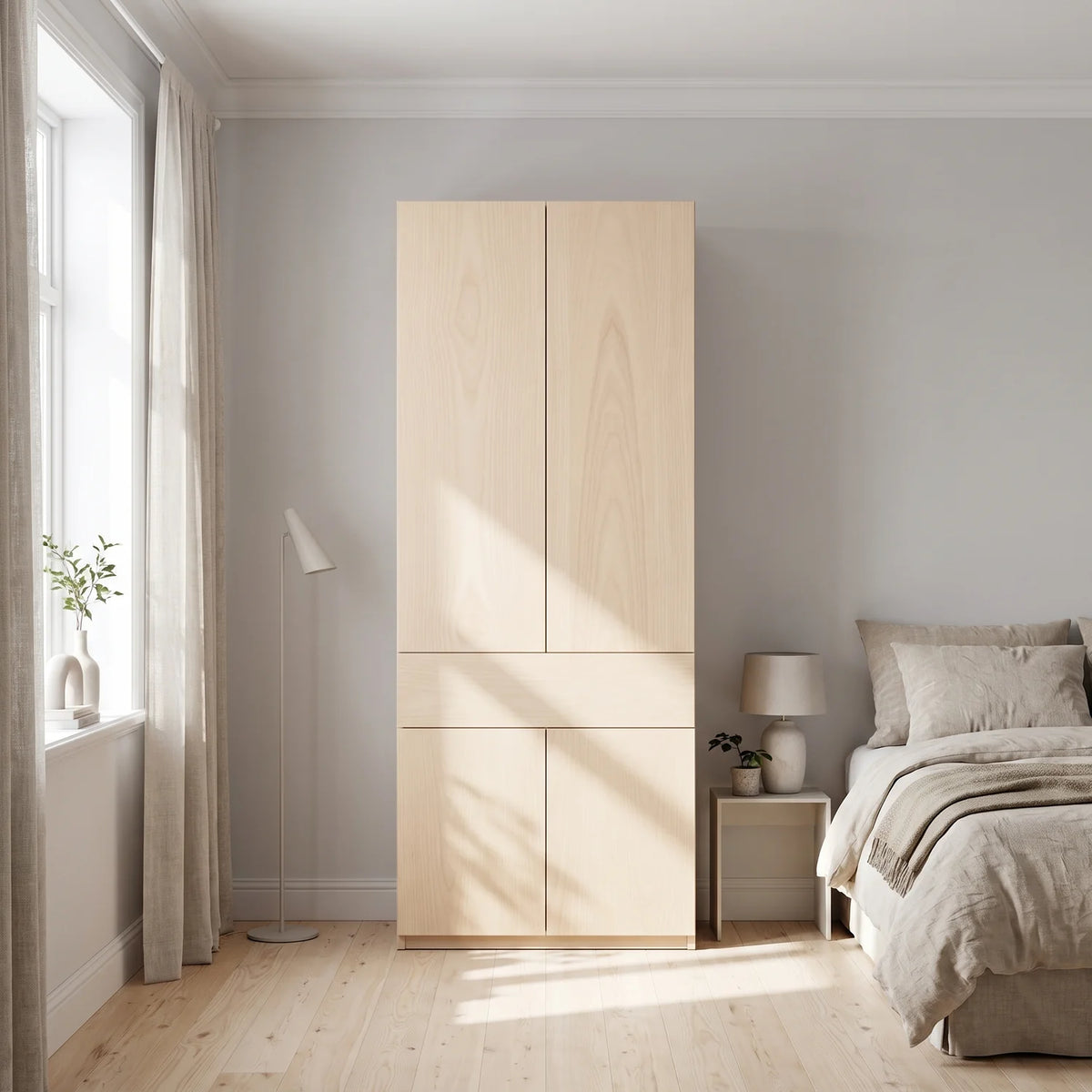 Houten 2-deurs kledingkast met lades van Arven, sfeerbeeld 2