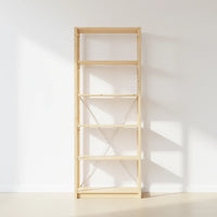 Bücherregal | Lundia Original | 208 x 85 x 30 cm, aus Massivholz, mit fünf offenen Regalböden und einer eleganten Oberfläche für einen hellen Raum