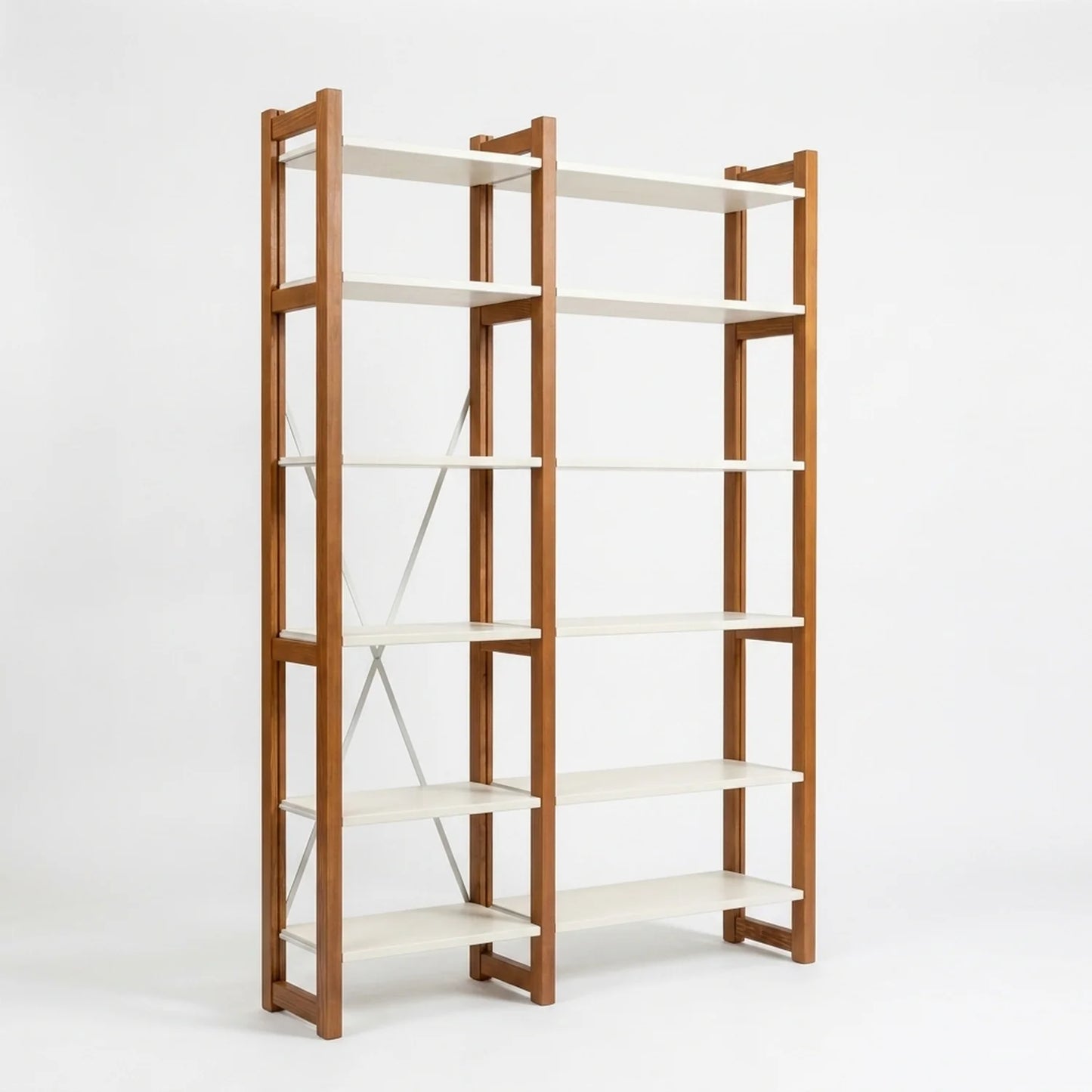 Modernes Bücherregal | Lundia Original | Arrosto & weißes Holz, perspectief