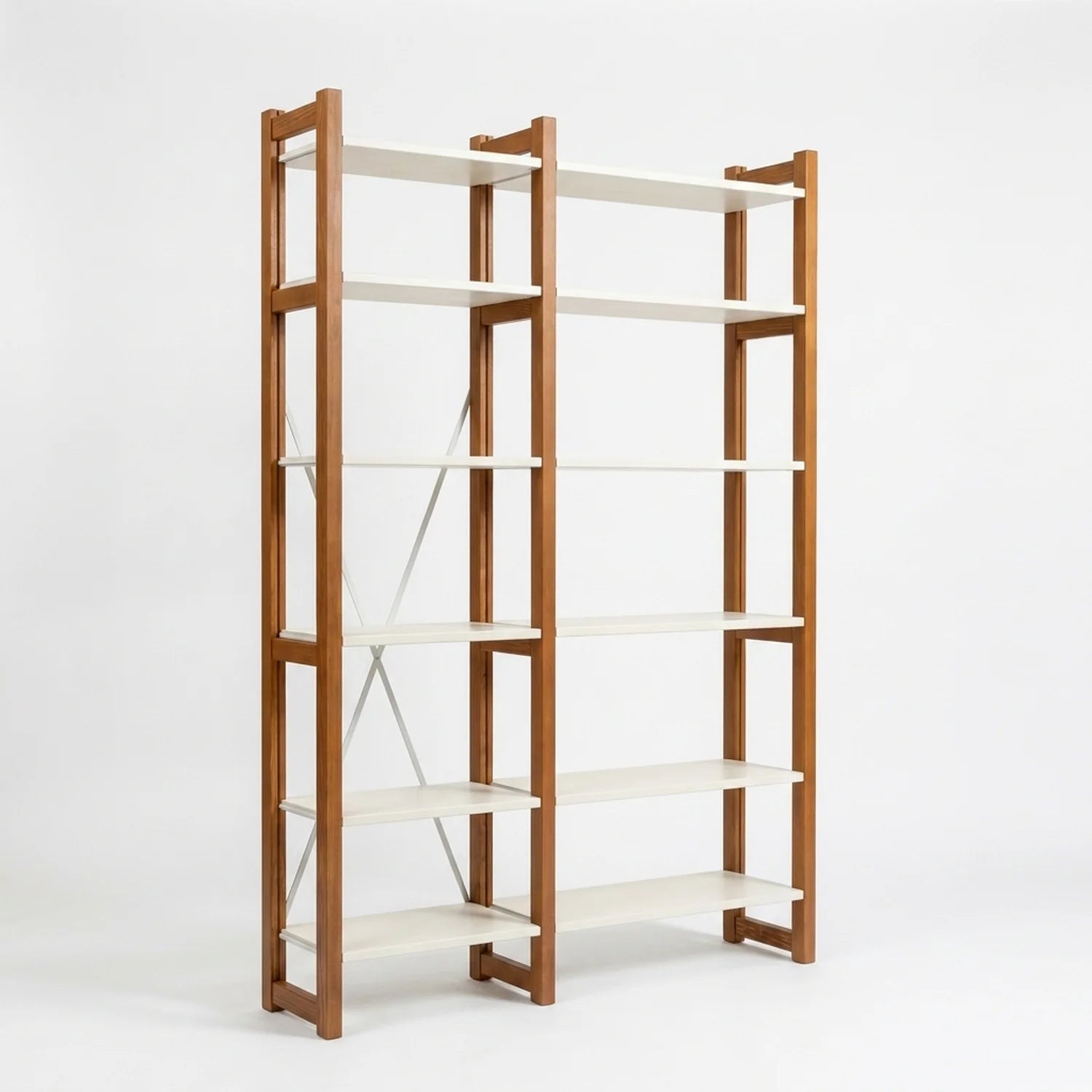 Modernes Bücherregal | Lundia Original | Arrosto & weißes Holz, perspectief