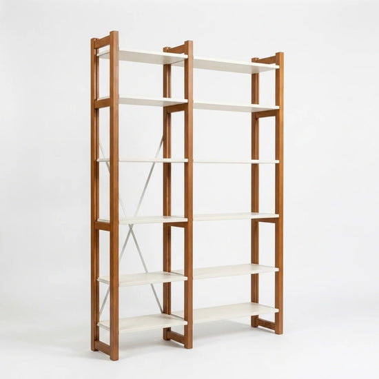 Modernes Bücherregal | Lundia Original | Arrosto & weißes Holz, perspectief